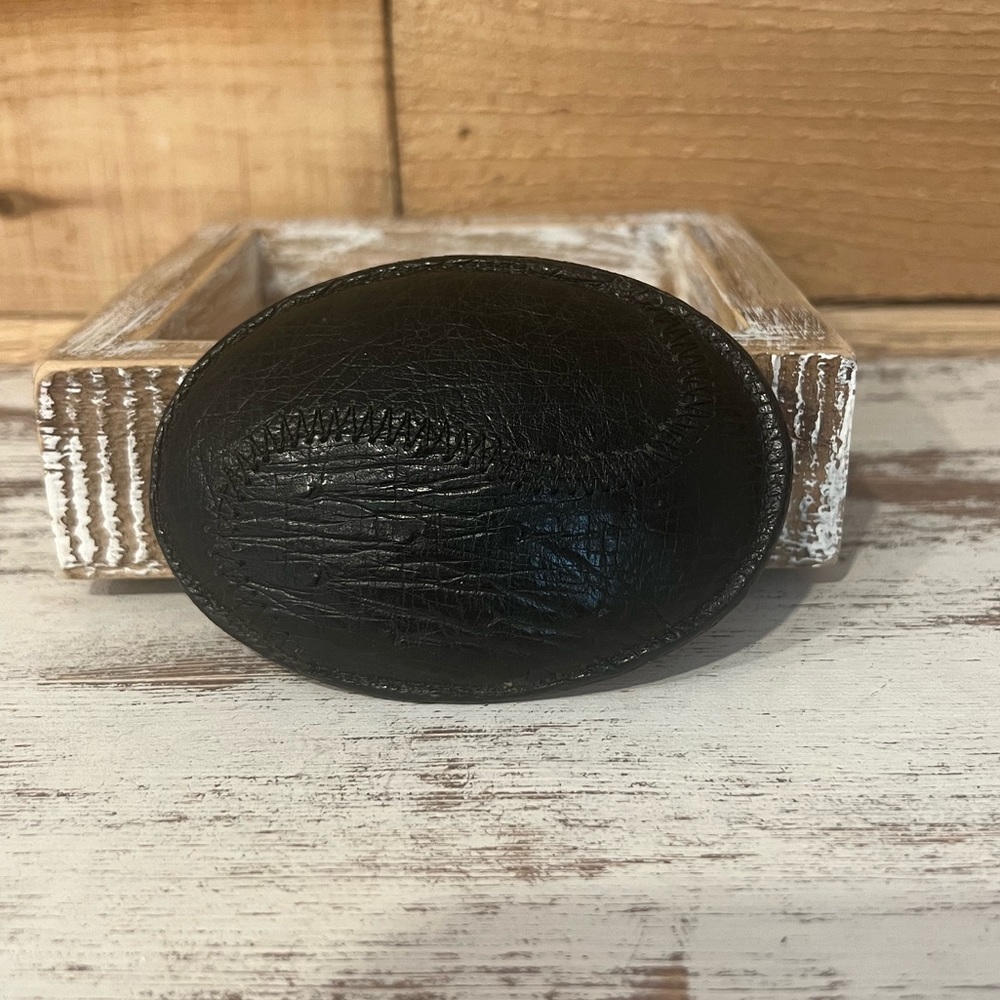 New Vintage, rare, black, leather oval belt buckle